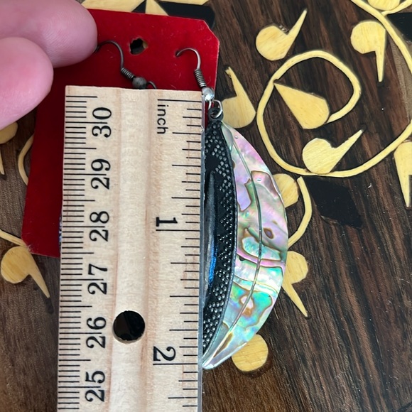 Vintage Abalone Shell Teardrop Earrings - Picture 12 of 16